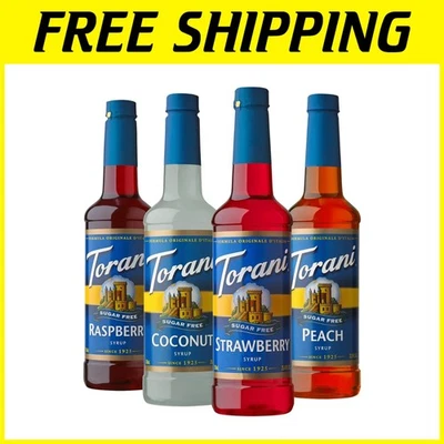 Paquete de variedad de jarabes sin calorías: fresa, melocotón, coco, frambuesa Bliss Foto 1 de 4