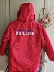 Philadelphia PHILLIES Fleece Lined Coat Adidas Red Hood Jacket Youth Med 10/12 - Picture 1 of 8