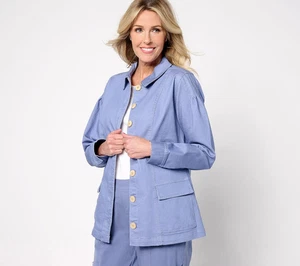 Chaqueta utilitaria AnyBody regular elástica de sarga con bolsillos para mujer nueva A636360 - Imagen 1 de 6
