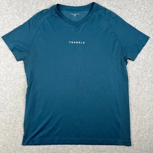 YoungLA Camicia Performance Elasticizzata Manica Corta Crew Large Uomo Blu Palestra Attiva - Foto 1 di 6