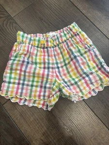 Mini Boden Plaid Seersucker Rainbow Scalloped Edge Shorts Sz 7 - Picture 1 of 3