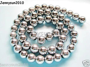 Natural Hematite Gemstone Round Ball Beads 16'' Silver 2mm 3mm 4mm 6mm 8mm 10mm - Picture 1 of 10