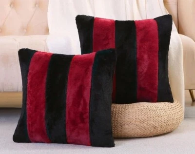 ¡Juego de 2 fundas de almohada a rayas borgoña y negro de 20x20 pulgadas súper suaves! Foto 1 de 4