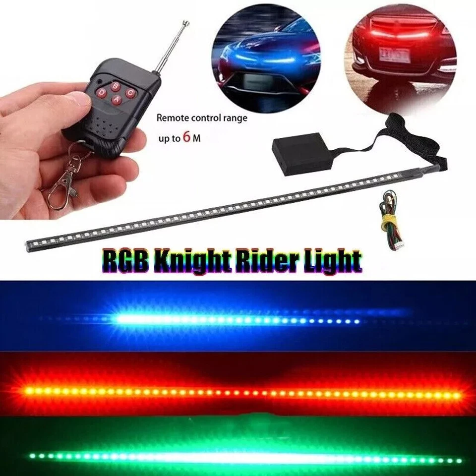48LED RGB Auto Blitzschlag Knight Rider Scanner Flash Licht Fernbedienung 22Zoll