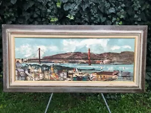 BARDOT Original 1960s HUGE ABSTRACT SAN FRANCISCO SEASCAPE IMPRESSIONISM SF MCM - Picture 1 of 12