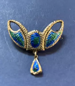 Antique Charles Horner Silver Blue Green Enamel Art Nouveau Brooch . Hallmarked - Picture 1 of 6