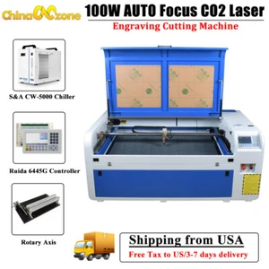 Auto Focus 100W 1060 CO2 Laser Cutter Engraving Machine Ruida Controller US Ship - Picture 1 of 13