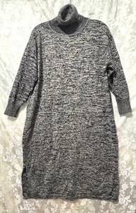 Gorgeous "ALPHA60' Grey Mottled Merino Wool Roll Neck Jumper Dress Size M - Picture 1 of 7