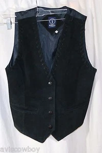 AMI Black Suede Leather Button Up Vest Women's L - Picture 1 of 3