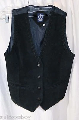 AMI Black Suede Leather Button Up Vest Women's L   - Image 1 of 3