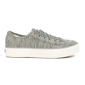 Size 8 Keds Women Triple Kick Heathered Stripe Knit Grey Platform NIB WF63348 - Picture 1 of 5