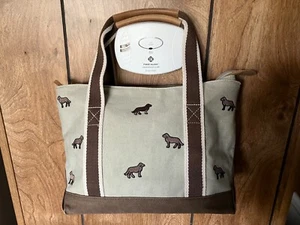 LLBean canvas tote with embroidered chocolate dogs New witihout tag - Picture 1 of 15