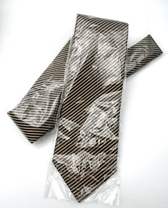 Hisdern Tie Men Black Gold Stripes New - Picture 1 of 8