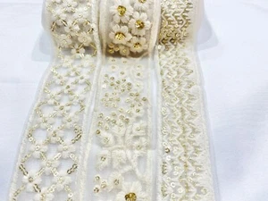 Lakhnavi Thread Embroidery Floral pattern Trimming Lace Dressing Haberdashery - Picture 1 of 8