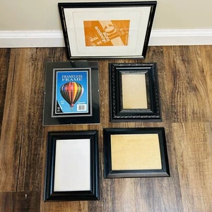 Lot 5 Black Picture Frames Metal Wood Glass Gallery Wall 9x10, 8x10,5x7,5.5x3.5” - Picture 1 of 10