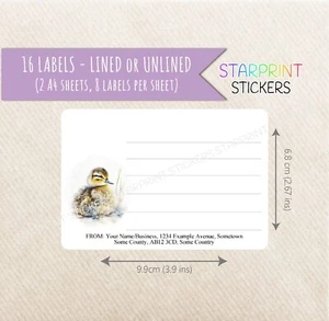 Duckling Labels, 16 Stickers, Personalised 'Return Address' Option Postage Duck - Bild 1 von 11