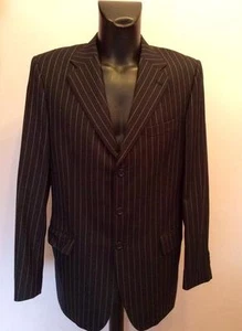 AQUASCUTUM CHARCOAL PINSTRIPE WOOL SUIT JACKET SIZE 42L - Picture 1 of 5