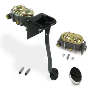 Universal Manual Brake Pedal Kit RT Firewall Mount Drum/Drum 3" Chrome Pad - Foto 1 di 4