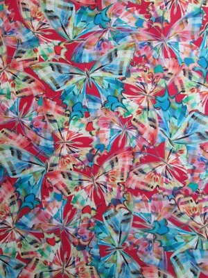 Butterfly Packed Butterflies Red Blue Bright Stunning Cotton Fabric FQ  - Image 1 of 4