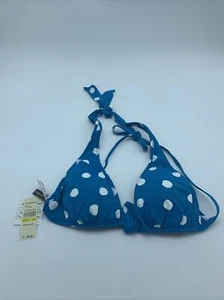 Tommy Bahama Medium Bikini Reversible Halter Cup Bra Cave Blue Jewel White NEW - Picture 1 of 8