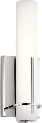 Aplique de luz de pared LED Elan Traverso #83944 cromado con pantalla de vidrio opalino grabado Foto 1 de 4
