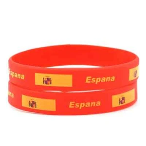 5 x Espana Spain Football Sports Fan Bracelets Country Flag Silicone Wristbands - Picture 1 of 2