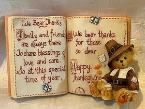 Enesco Cherished Teddies We Bear Thanks Thanksgiving Prayer Plaque 4" - Picture 1 of 3