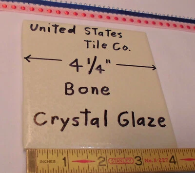 1 pc. *Hueso* Azulejos de cerámica 4-1/4" cristal esmaltado/cristalino (NOS) EE. UU. Foto 1 de 4