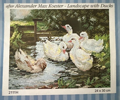 Printed needlepoint  tapestry Canvas Only Orchidea   24x30 cm Ducks - Image 1 of 3