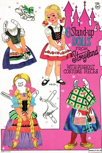 VINTAGE c1958, 6 Stand-up Dolls from Storyland, Paper Dolls, NOS - Foto 1 di 2