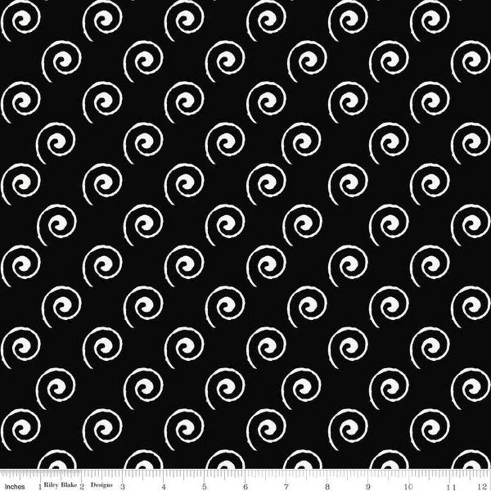 Riley Blake Coffee Chalk Steam Swirl C11038 Negro por J Despertador Fresco Foto 1 de 1