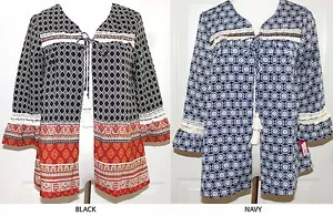 Nuevo con etiquetas Boho Impreso FRENTE ABIERTO Blusa Prenda para el torso Borla Babydoll Encaje Camisa Mujer Variedad - Imagen 1 de 6
