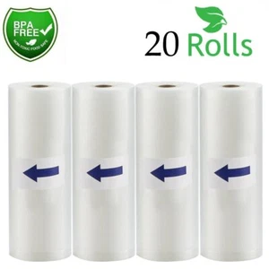 Bolsas selladoras al vacío de 20 rollos de 11"x50' bolsas de almacenamiento al vacío para ahorradores de alimentos en relieve de 4 mil - Imagen 1 de 9