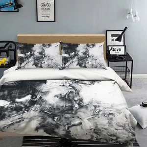 3D Schwarz Weiß Tinte Malerei 5 Bett Kissenbezüge steppen Duvet Decke Set Single - Bild 1 von 6