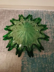 Vintage 1960s 70s Murano Green Splash Bowl - Picture 1 of 3