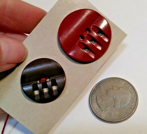 2 Victorian/Antique Celluloid Buttons Brown And Rust Colors 5 holes Waivey  MBG2 Cover