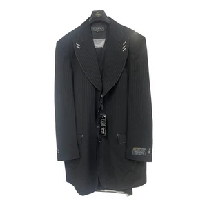Tessori Uomo Suit Tailored Black Pinstripe Made In Italy WaistCoat Trousers Coat - Picture 1 of 7