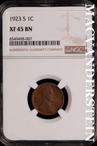 1923-S Lincoln Wheat Cent - NGC XF 45 BN - Scarce  No Reserve  #SLH59 - Picture 1 of 2