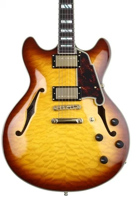 D'Angelico Excel DC XT Semi-hollowbody Electric Guitar - Iced Tea Burst Quilt - Image 1 of 4