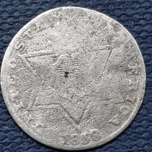1858 Three Cent Piece 3c Silver Trime Circulated #93510 - Picture 1 of 2