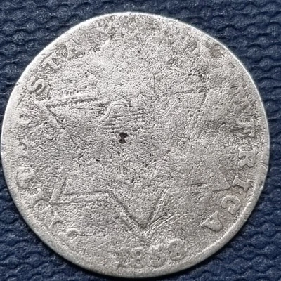 1858 Three Cent Piece 3c Silver Trime Circulated #93510 - Image 1 of 2