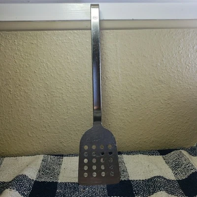 Rosle 13 Inch 18/10 Stainless Steel Perforated Turner With Hook Handle Germany  - Image 1 of 4