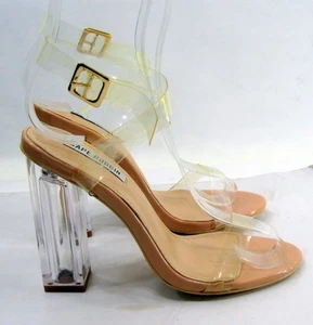 Cape Robbin CLEAR 4.5"BLOCK High Heel peep Toe ANKLE STRAP Shoes Women Size  6 - Picture 1 of 6