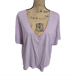 Camiseta de manga corta corta con cuello en V profundo jaspeado morado J. Crew Talla XL - Imagen 1 de 6