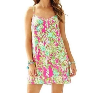 Lilly Pulitzer Dusk 100% Silk Slip Dress Southern Charm Flamingo Pink Size Small - Picture 1 of 8