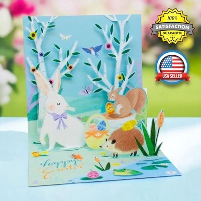 3D Easter Pop Up Greeting Card for Kids Adults Family Easter Meadow Animals NEW - Image 1 of 4
