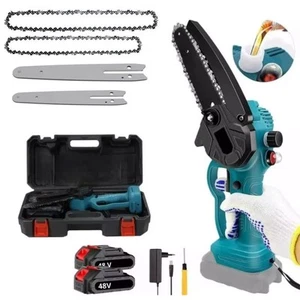 MOTOSEGA A BATTERIA 48V 6 e 8 POLLICI LUBRIFICATA OLIO ELETTROSEGA TAGLIARAMI - Foto 1 di 7