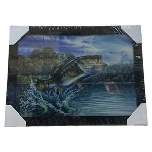 3D Barsch Angeln linsenförmiges gerahmtes Bild - 11,5" x 15,5" - Bild 1 von 1