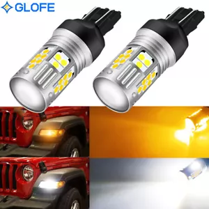 7443 Amber White LED Turn Signal DRL Lights Bulbs For 2018-2021 Jeep Wrangler JL - Foto 1 di 14