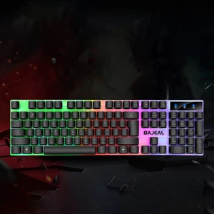 Ergonomic Keyboard 1.5m Cable Gaming Keyboard for Computer Laptop (Black) - Picture 1 of 9